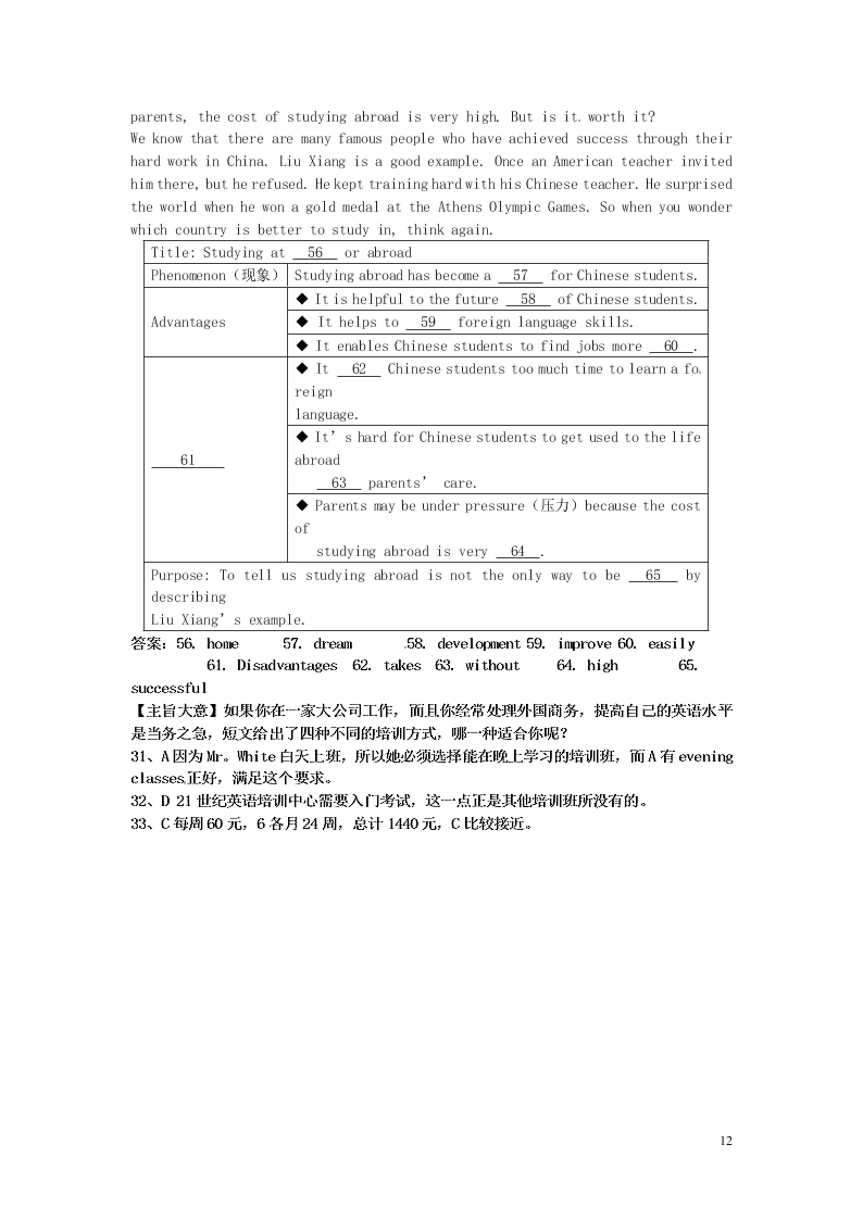 江苏省永丰初级中学七年级英语下学期暑假作业专练11(牛津版)