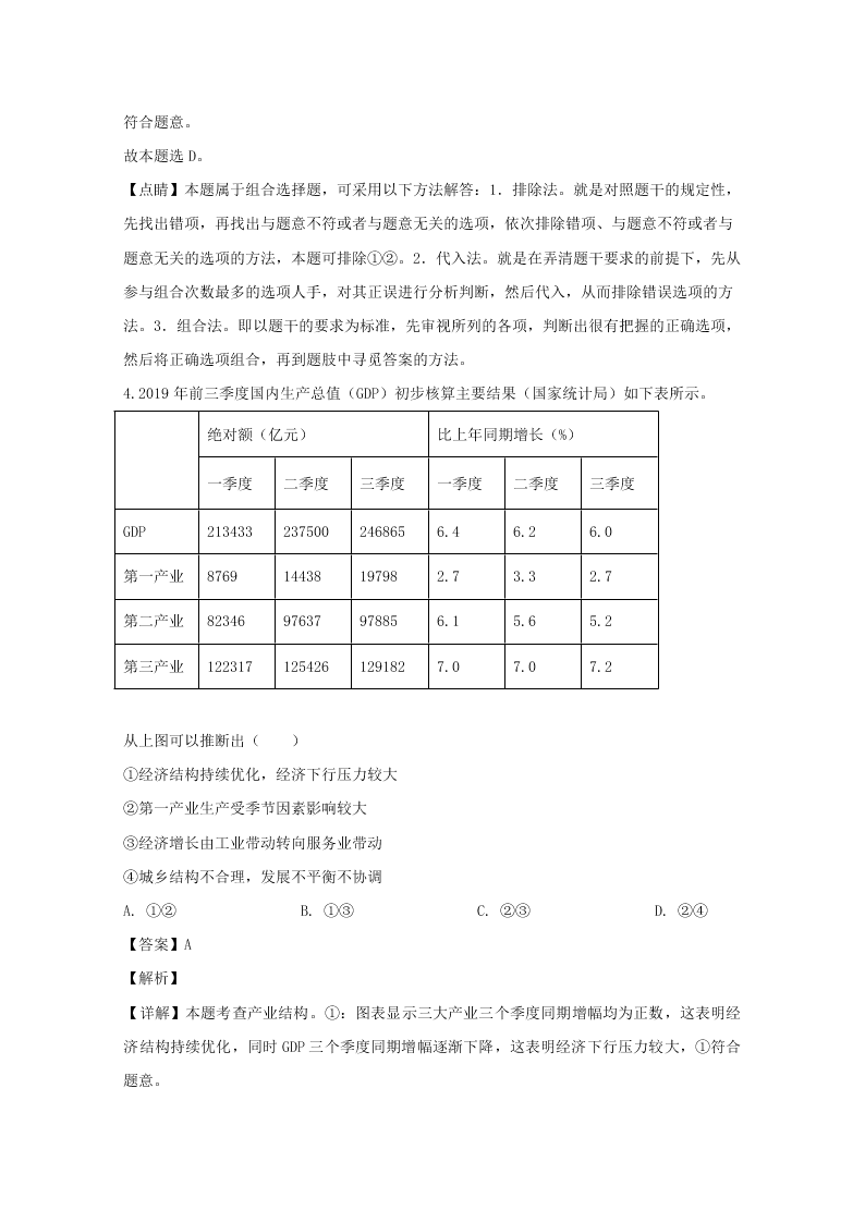 湖北省宜昌市2020届高三政治一模试题（Word版附解析）