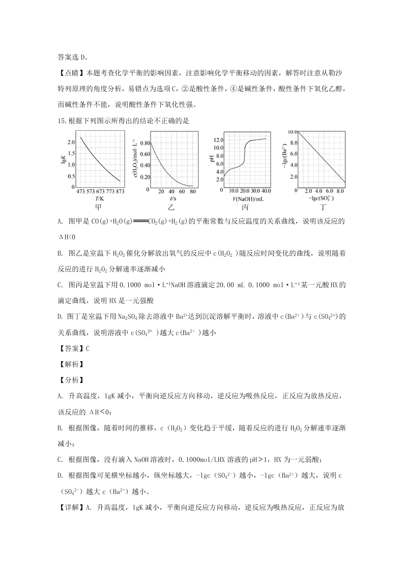 山西省临汾市2020届高三化学上学期第二次月考试题（Word版附解析）