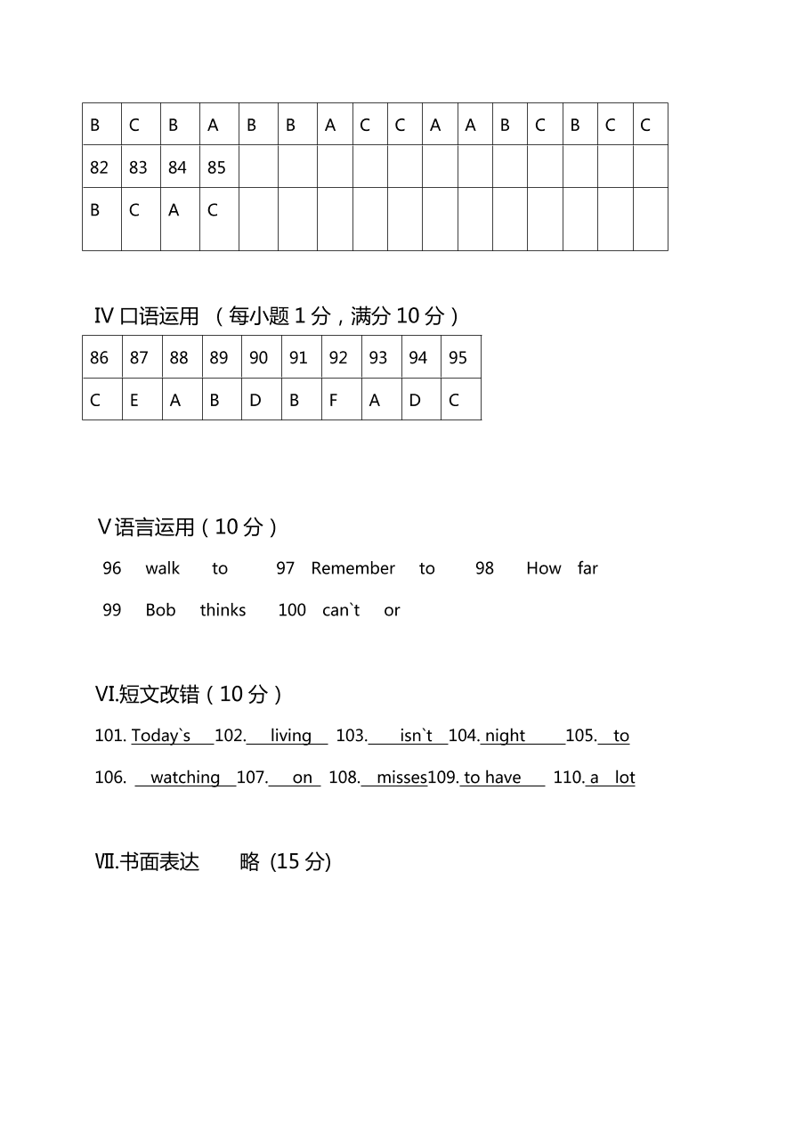 初一英语期中热身预测卷