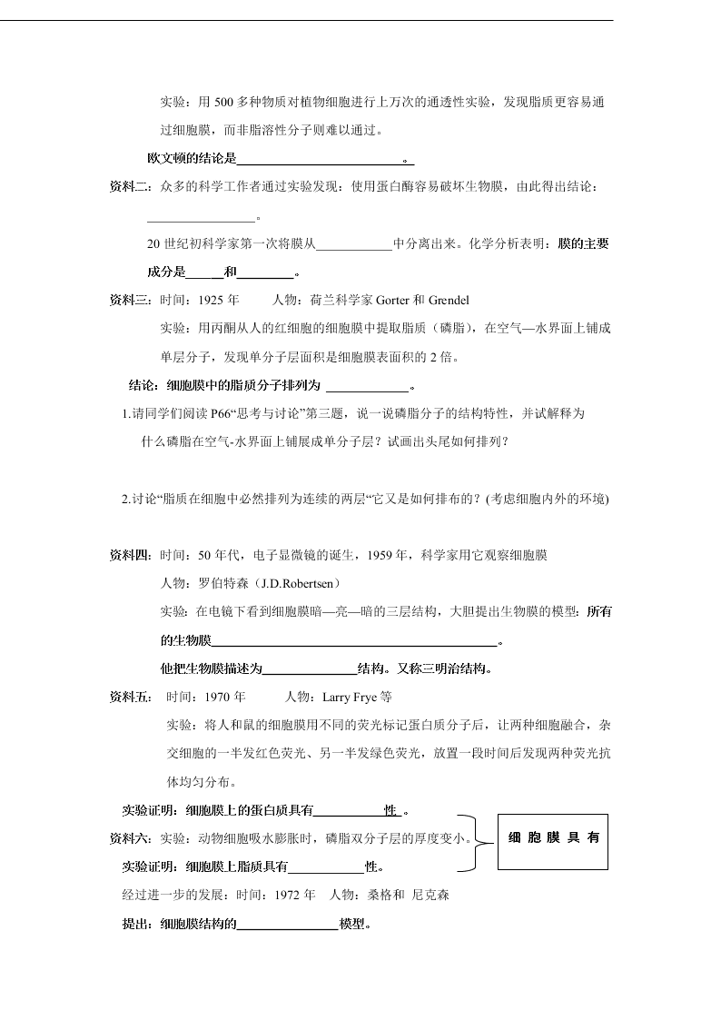 2020-2021年高考生物一轮复习知识点练习第04章 细胞的物质输入和输出（必修1）