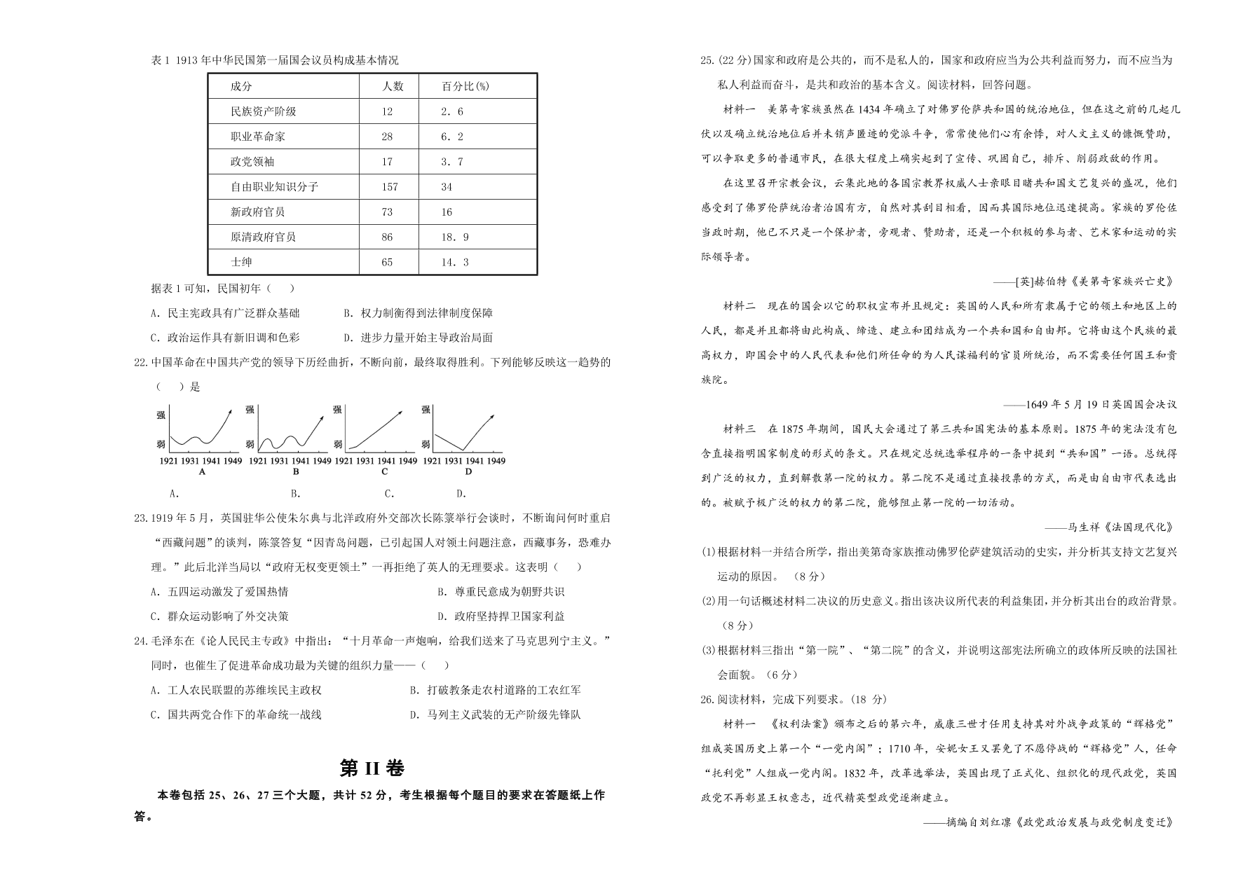 人教版2020-2021高一历史上学期期中备考卷（A卷）（Word版附答案）