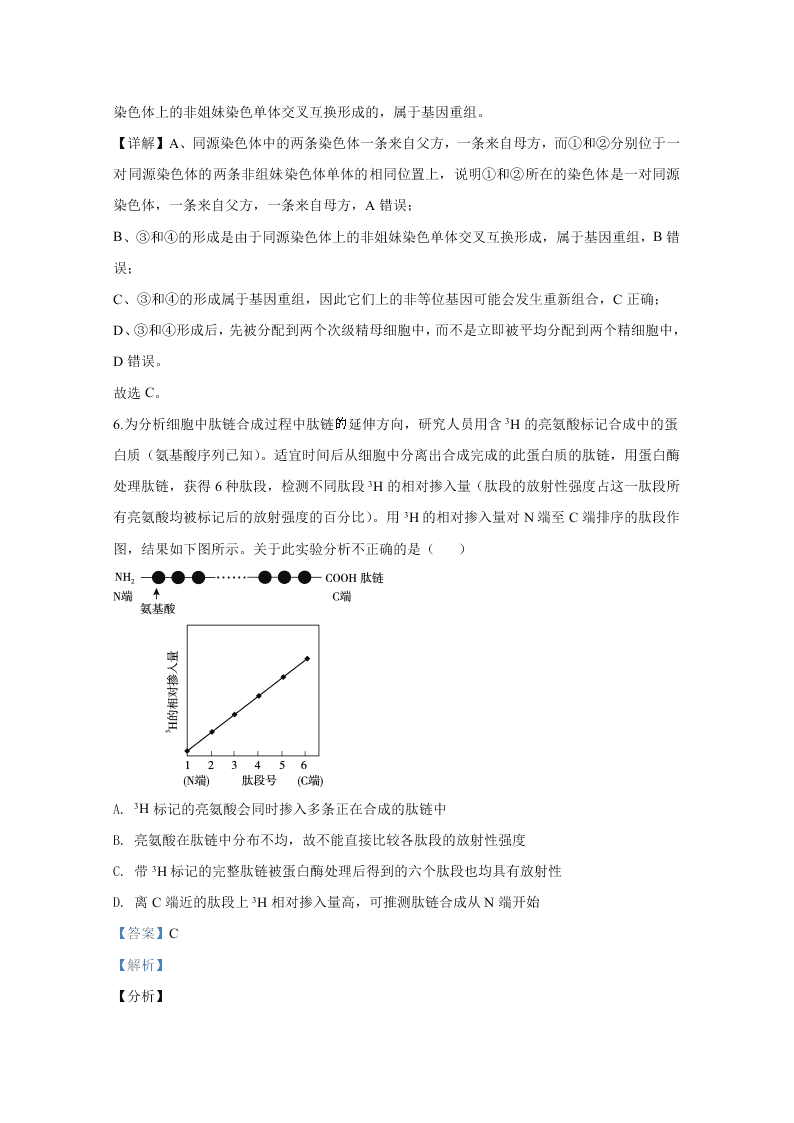 北京市朝阳区2020届高三生物二模试题（Word版附解析）