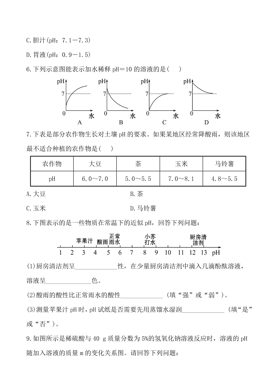 新人教版 九年级下化学课后达标训练  10.2酸和碱的中和反应 含答案解析