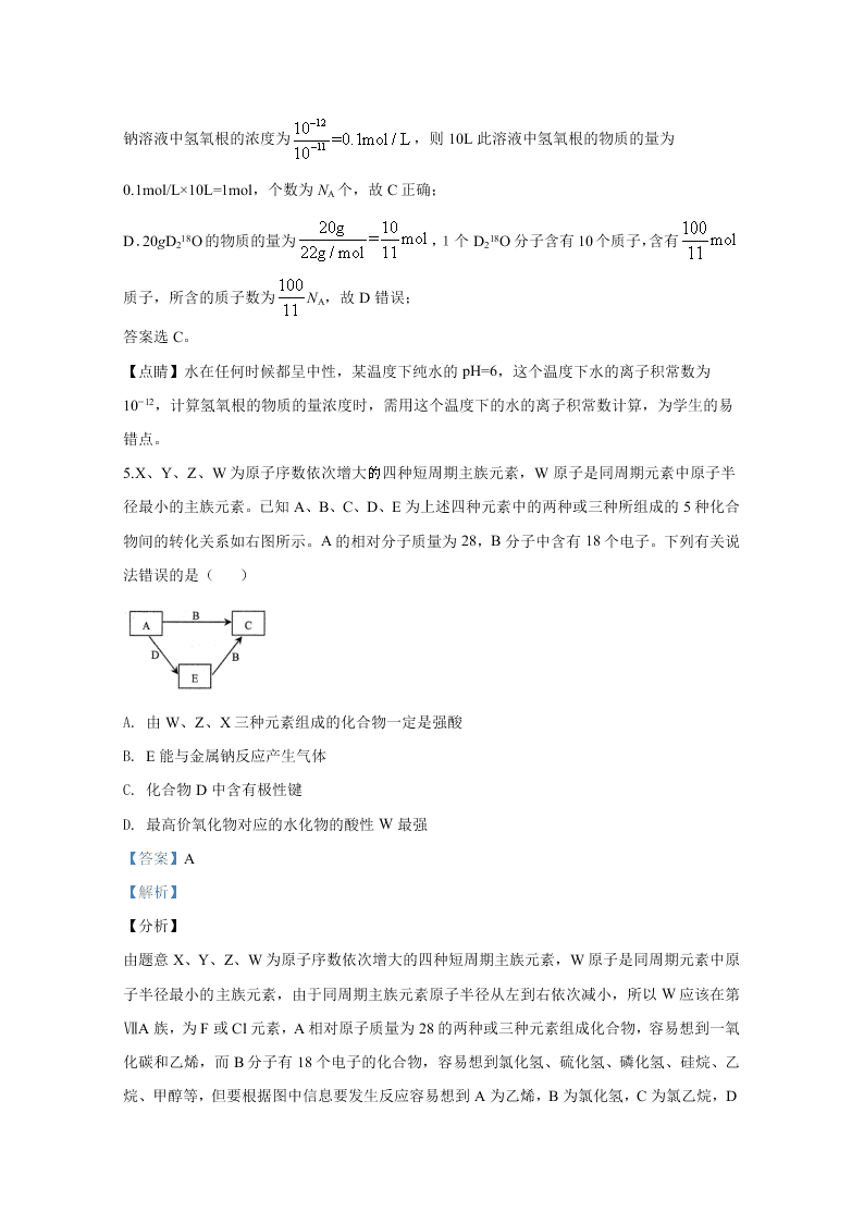 甘肃省兰州市2020届高三化学诊断考试试题（Word版附解析）