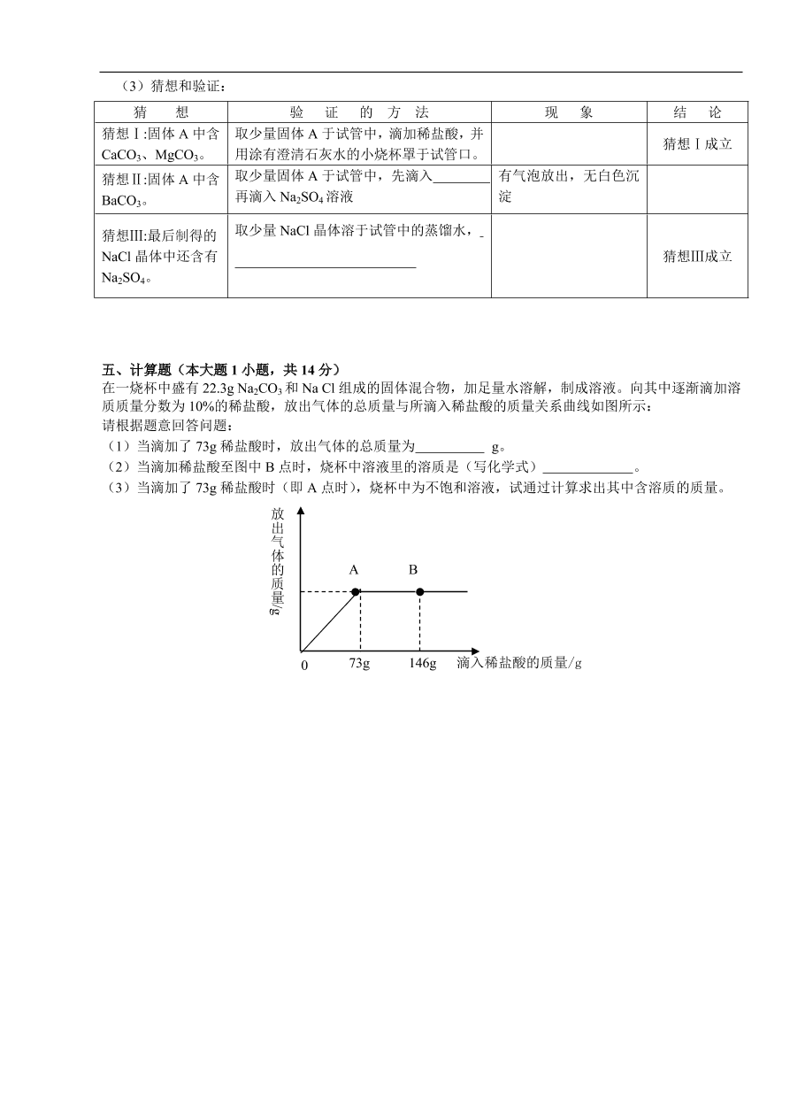 九年级化学下册第11单元  盐  化学肥料  检测题 