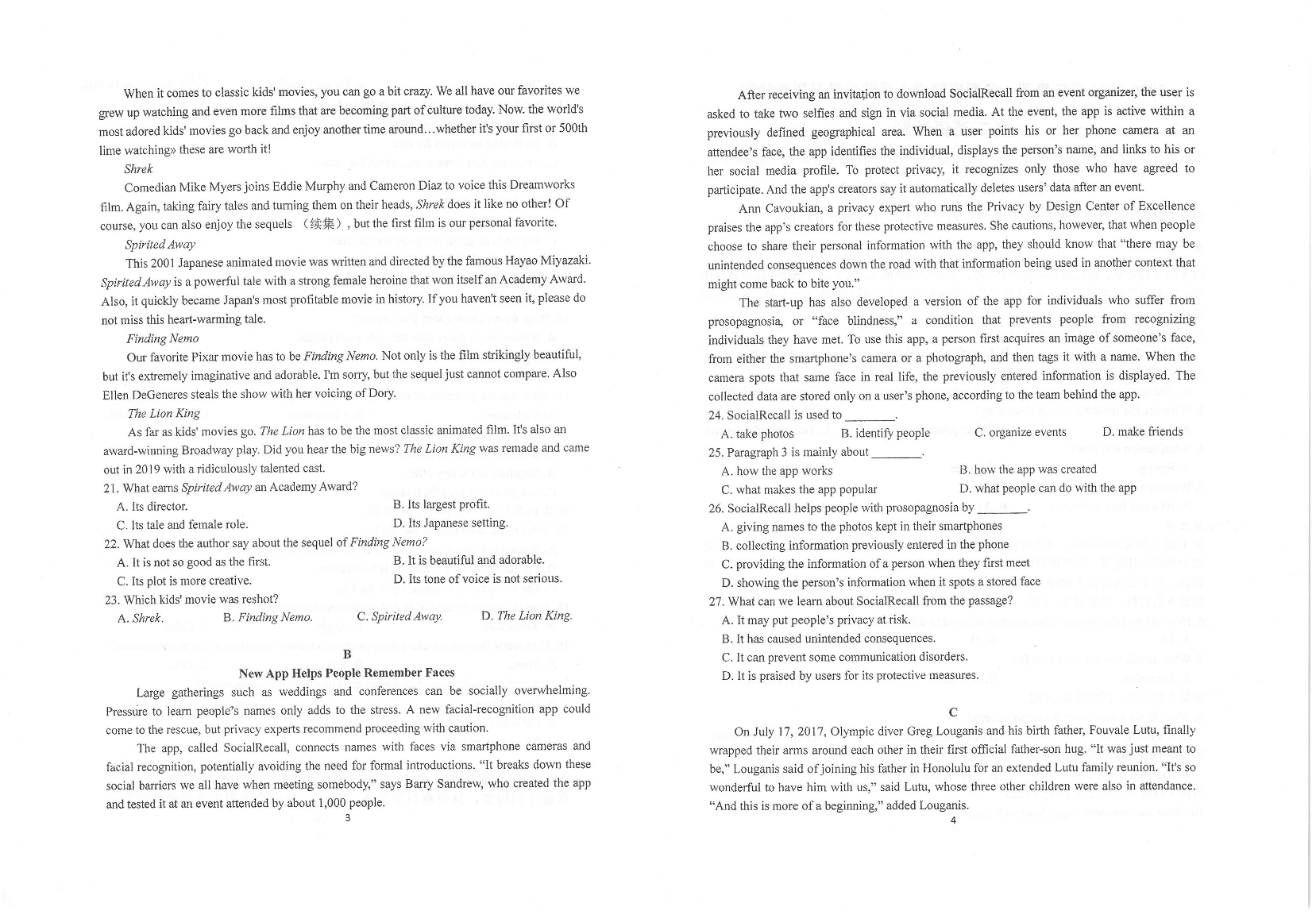 江苏省常熟中学2020_2021学年高二英语十月阶段学习质量检测试题PDF