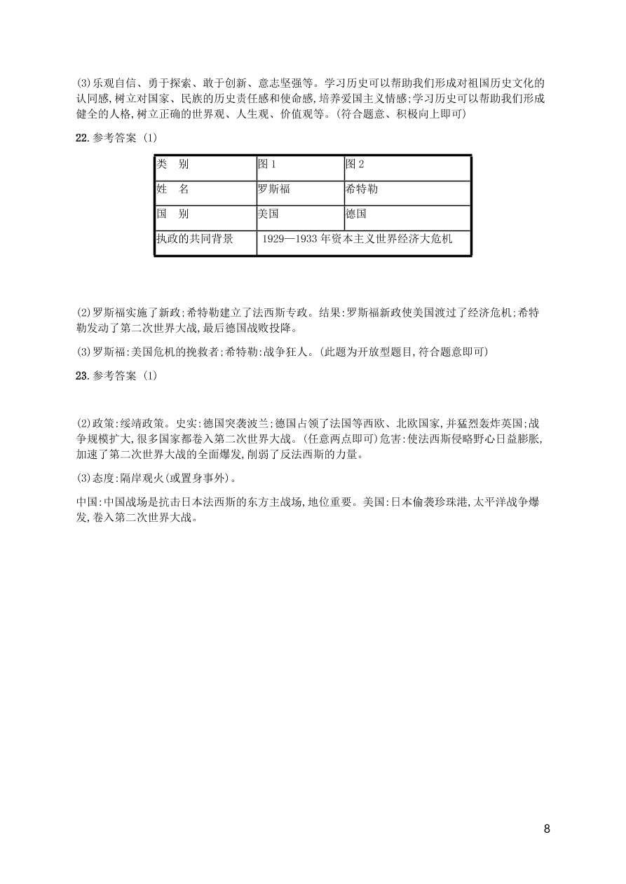 九年级历史下册第四单元经济大危机和第二次世界大战综合测评卷含解析（新人教版）