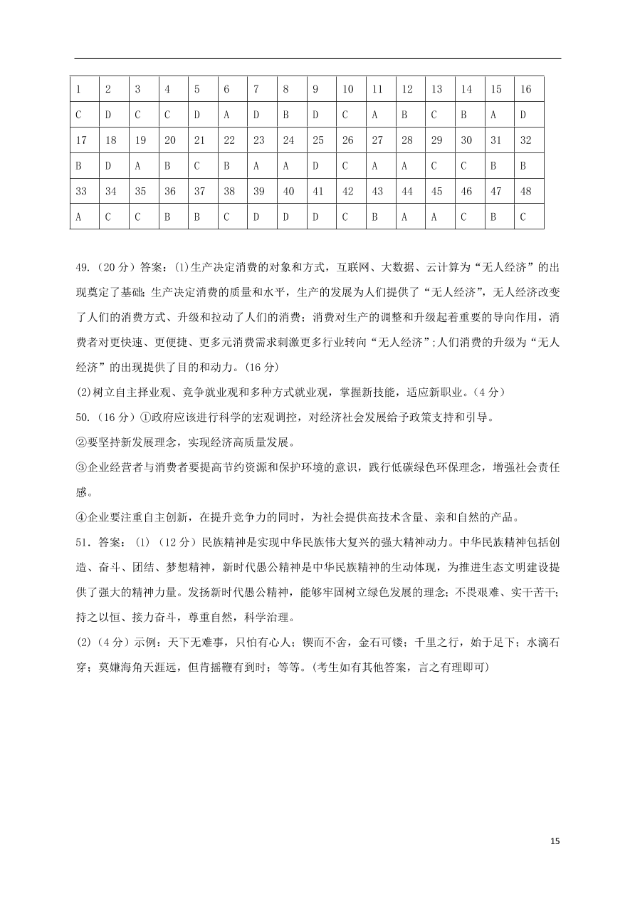 吉林省通榆县第一中学2021届高三政治上学期第二次月考试题