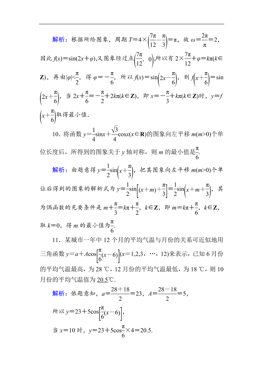 2020版高考数学人教版理科一轮复习课时作业22 三角函数的图象（含解析）