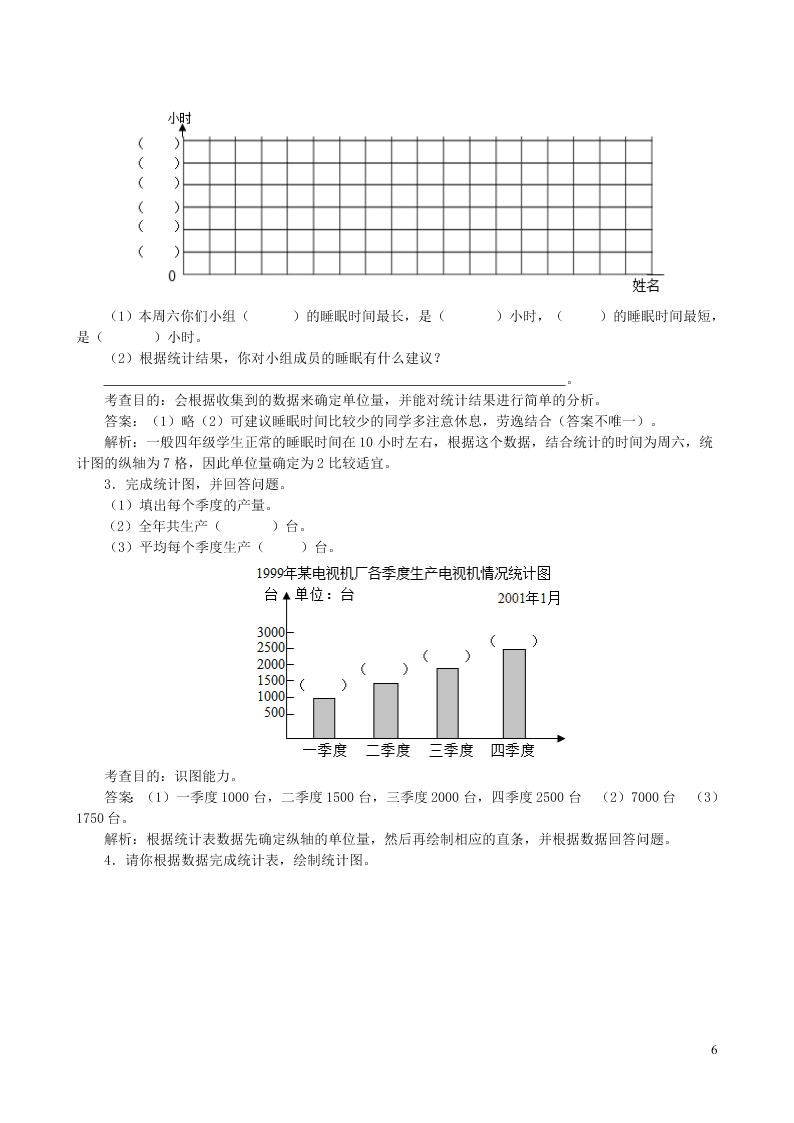 四年级数学上册7条形统计图同步测试题（附答案新人教版）