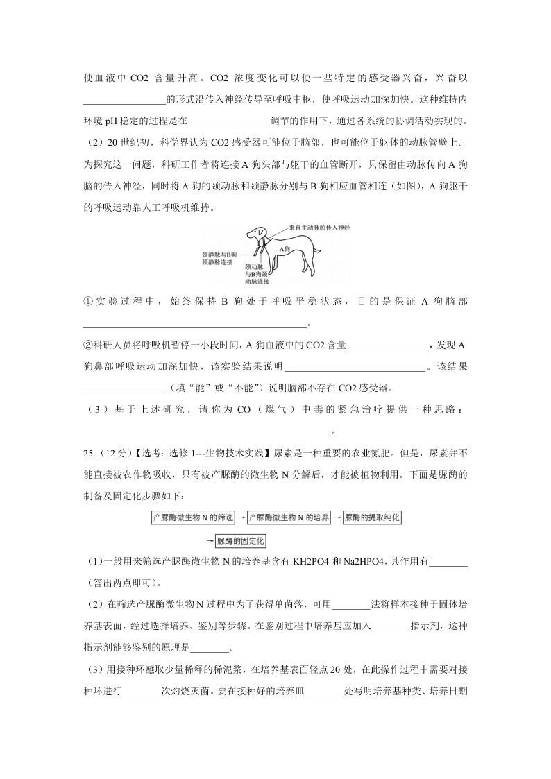 重庆市2021届高三生物上学期第一次预测试题（Word版附答案）
