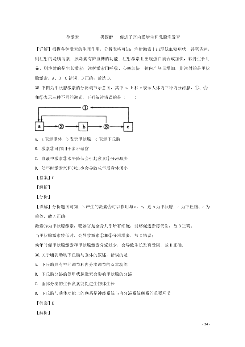 哈尔滨市第六中学2020学年度高二生物上学期期末考试试题（含解析）