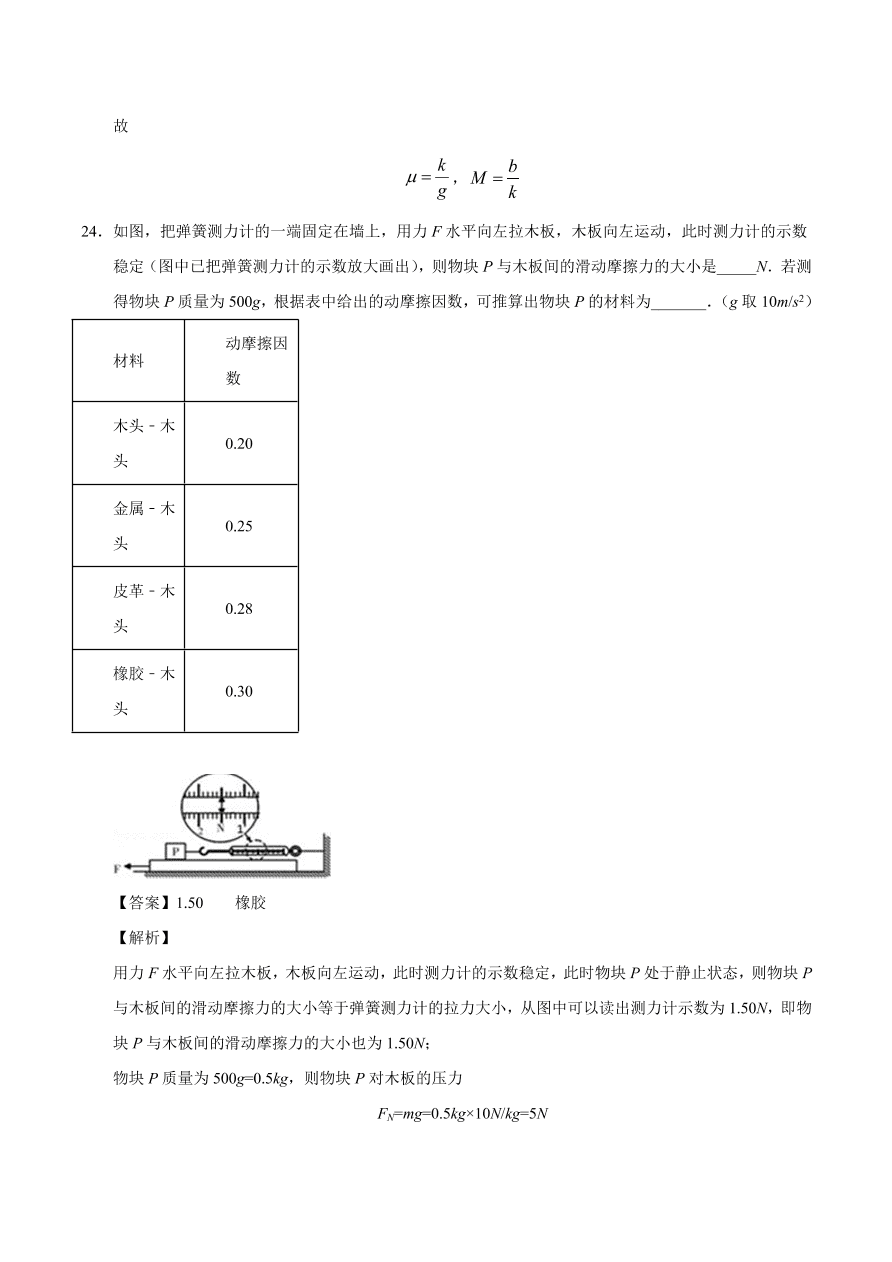 2020-2021学年高一物理课时同步练（人教版必修1）3-3 摩擦力