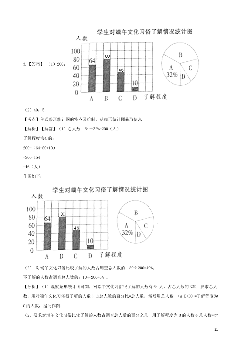 六年级数学上册专项复习七扇形统计图的应用试题（带解析新人教版）