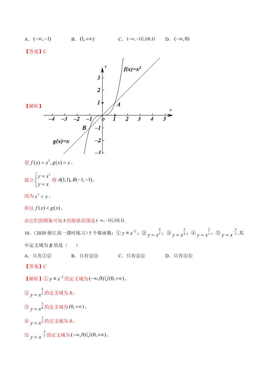 2020-2021学年高一数学课时同步练习 第三章 第3节 幂函数