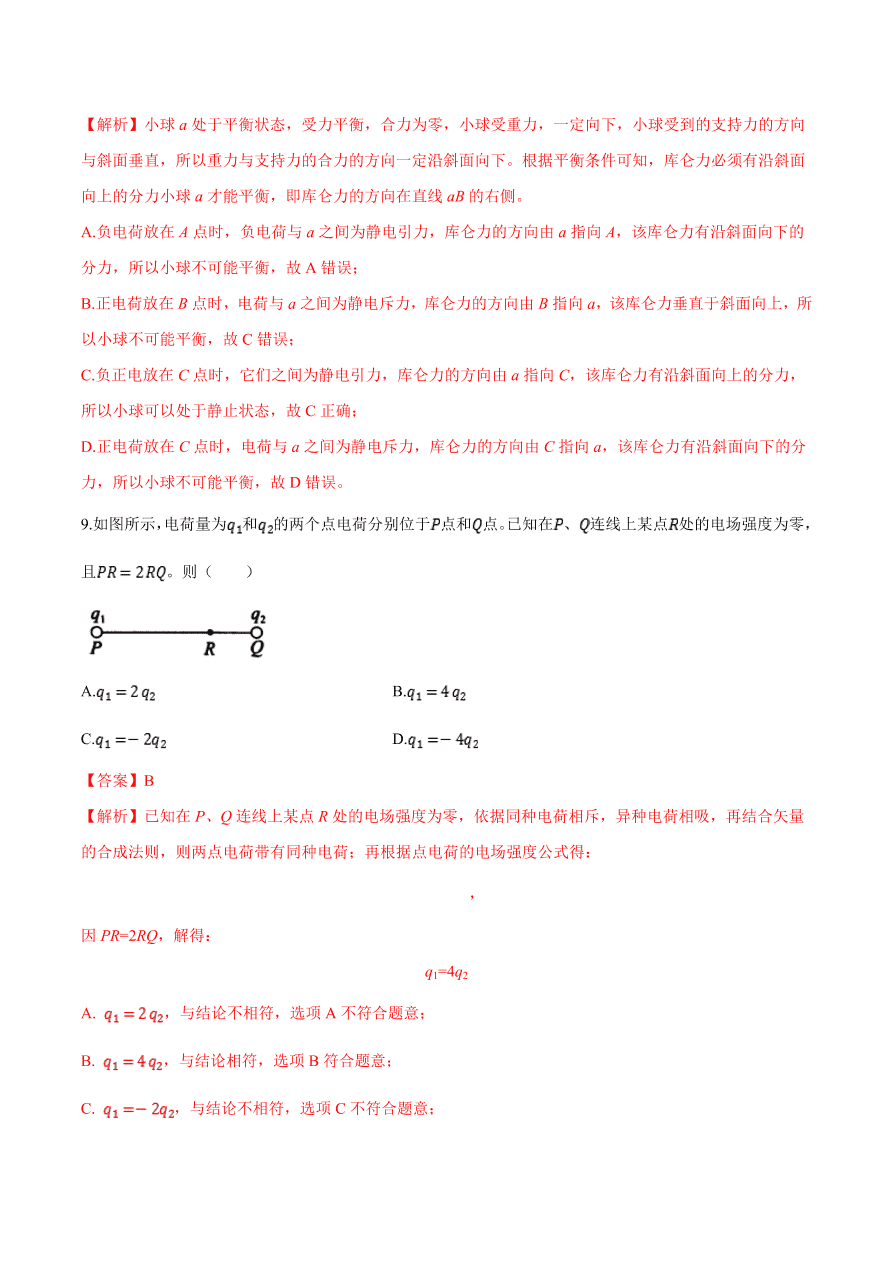 2020-2021学年高二物理单元复习测试卷第一章 静电场 （基础过关）