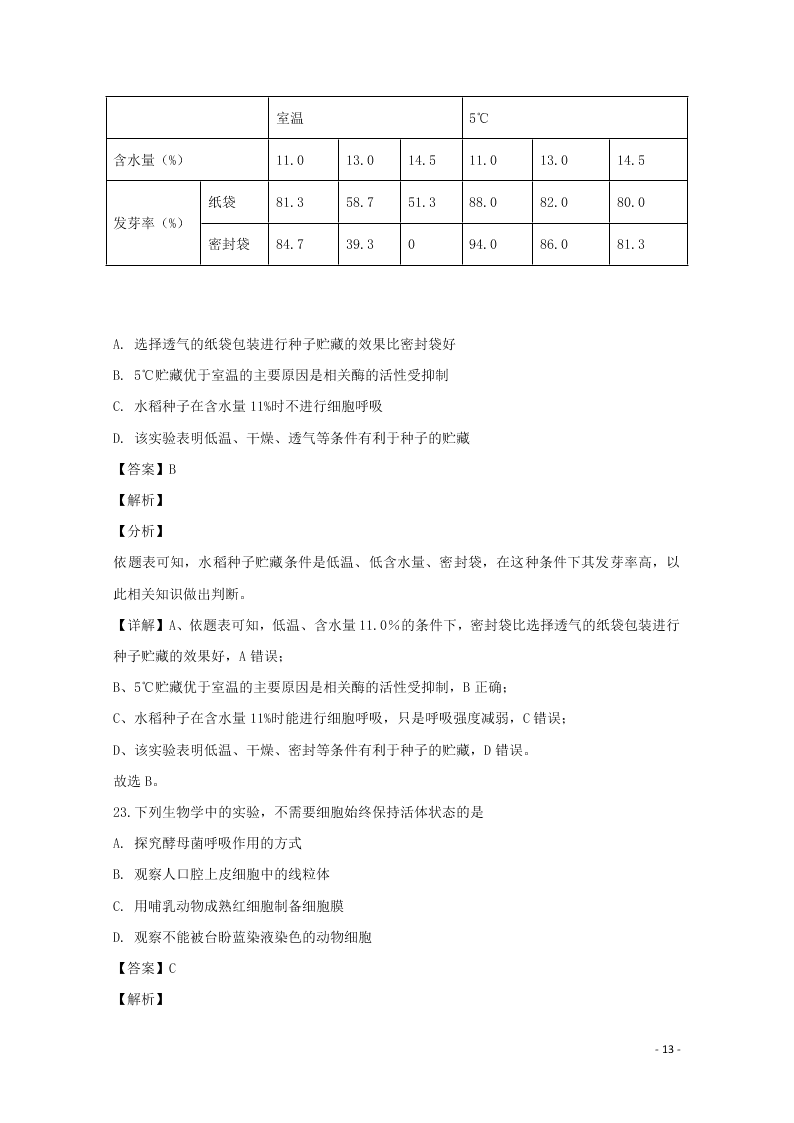 河南省郑州市2020学年高一生物上学期期末考试试题（含解析）