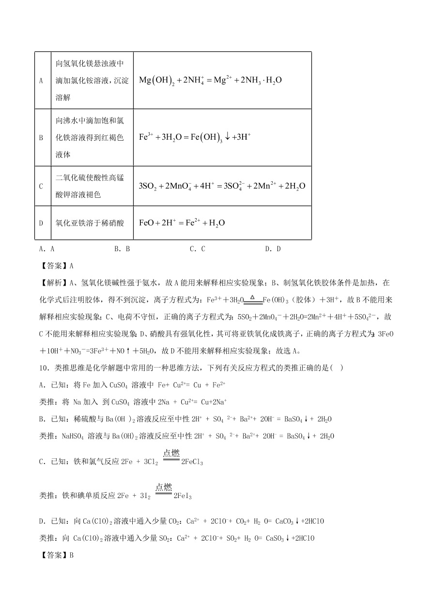 2020-2021年高考化学精选考点突破05 离子反应 离子方程式