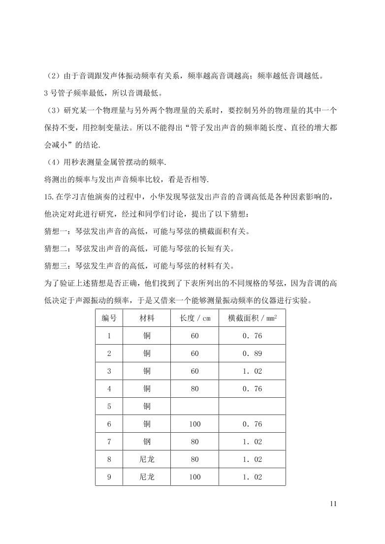 2020-2021八年级物理上册2.2声音的特性精品练习（附解析新人教版）