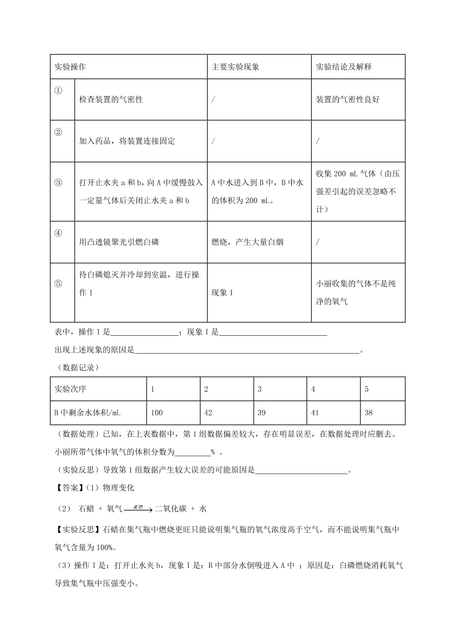 2020-2021九年级化学上学期期中必刷题05实验探究题