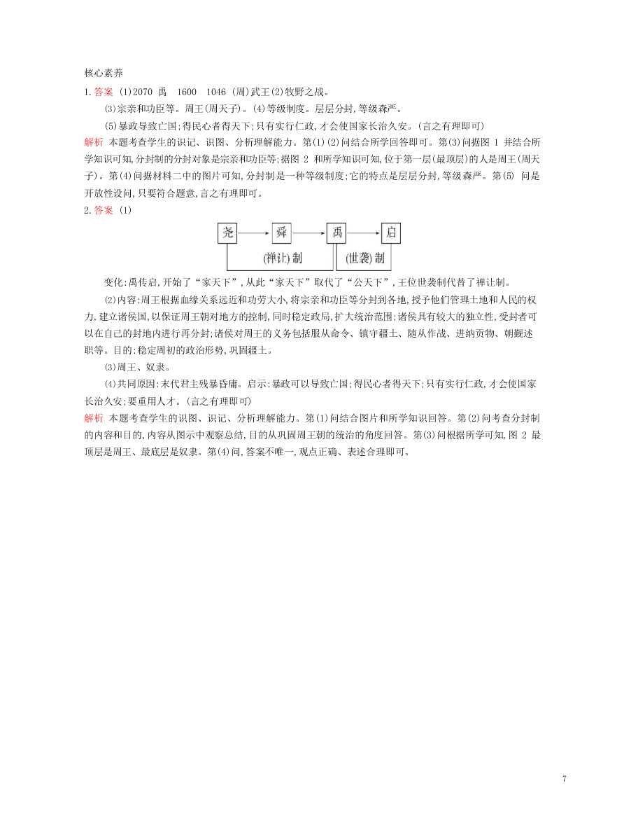 七年级历史上册第二单元夏商周时期：早期国家与社会变革第4课夏商周的更替资源拓展试题（含解析）