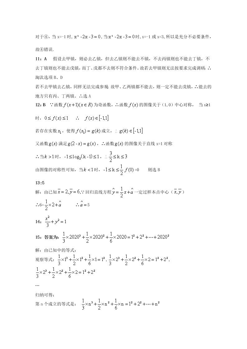 山西省孝义市2019-2020高二数学（文）下学期期末试题（Word版附答案）