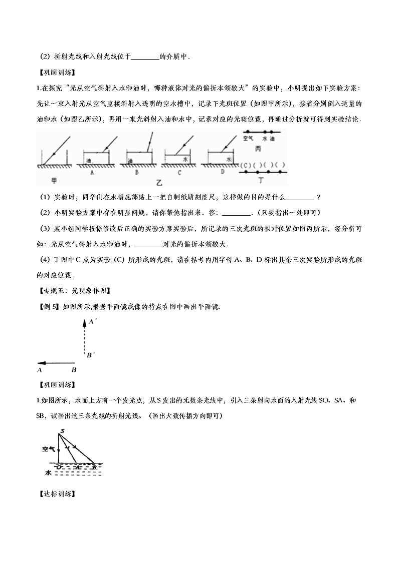2020人教版初二物理重点知识专题训练：光现象