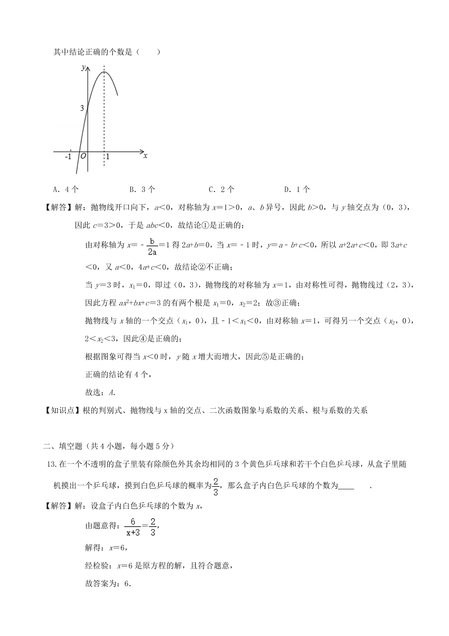 2020-2021新人教版九年级数学上学期期中测试卷01