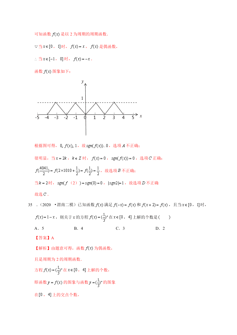 2020-2021学年高考数学（理）考点：函数的奇偶性与周期性