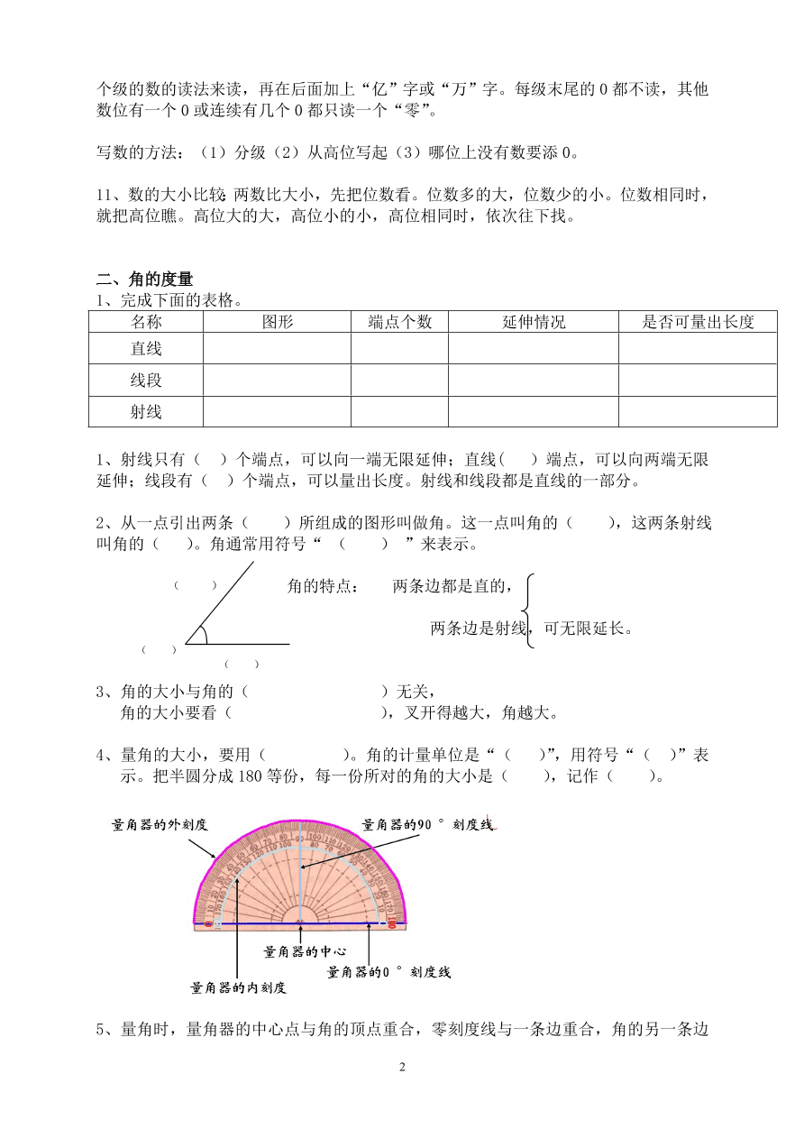 小学四年级数学上册《数学概念》练习题