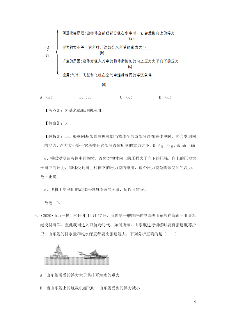 新人教版2020八年级下册物理知识点专练：10.2阿基米德原理（含解析）