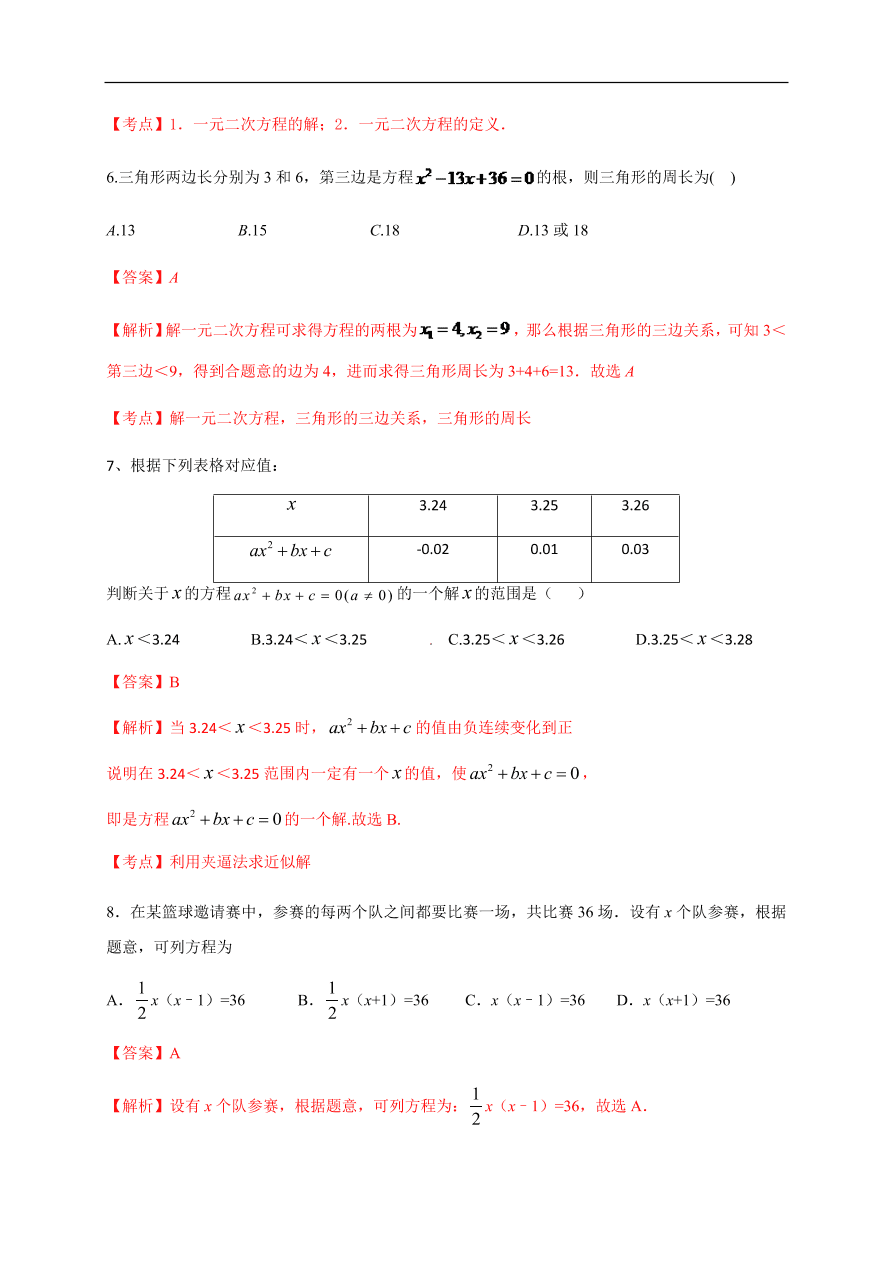 2020-2021学年初三数学第二十一章 一元二次方程（基础过关）