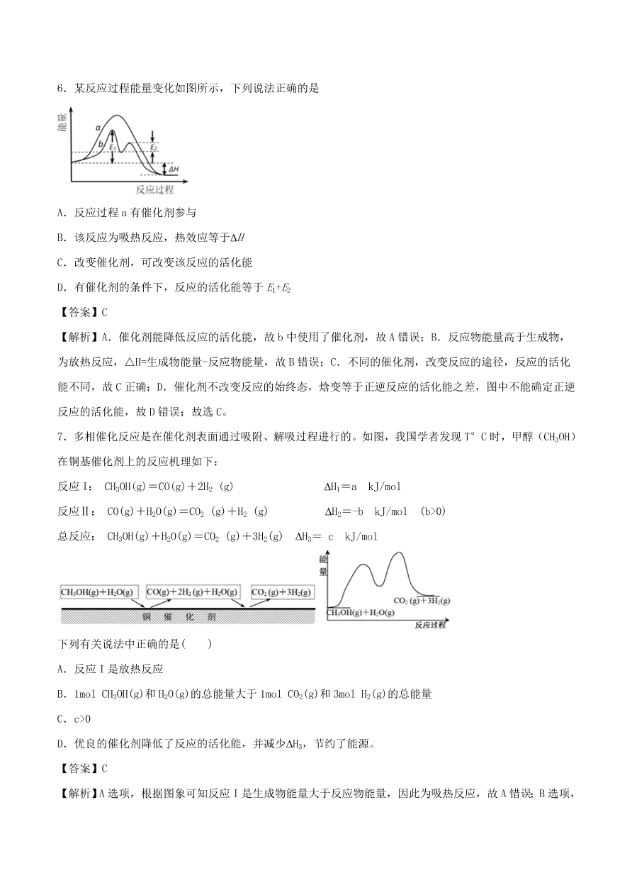 2020-2021年高考化学精选考点突破11 化学反应中的能量变化