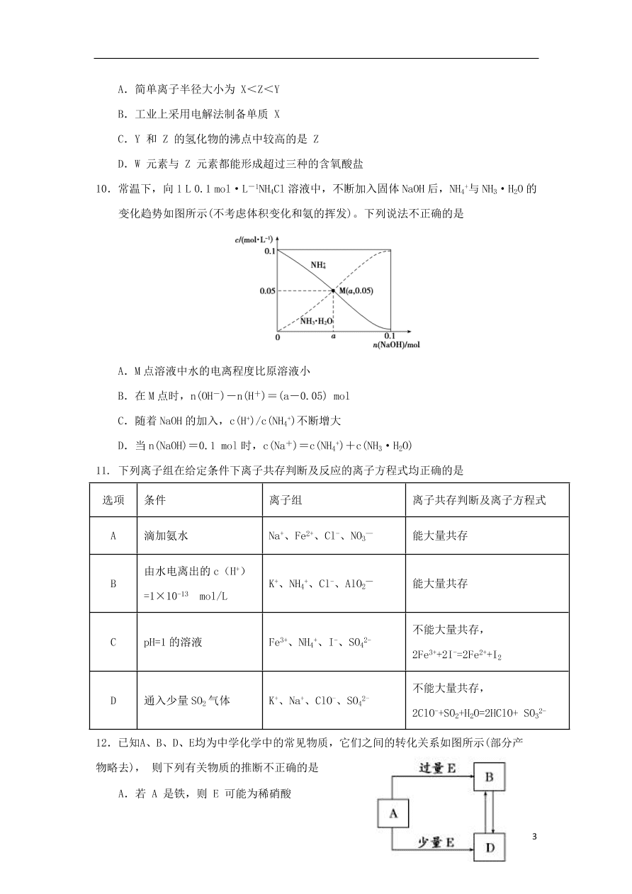 安徽省合肥九中2020届高三化学上学期第一次月考试题