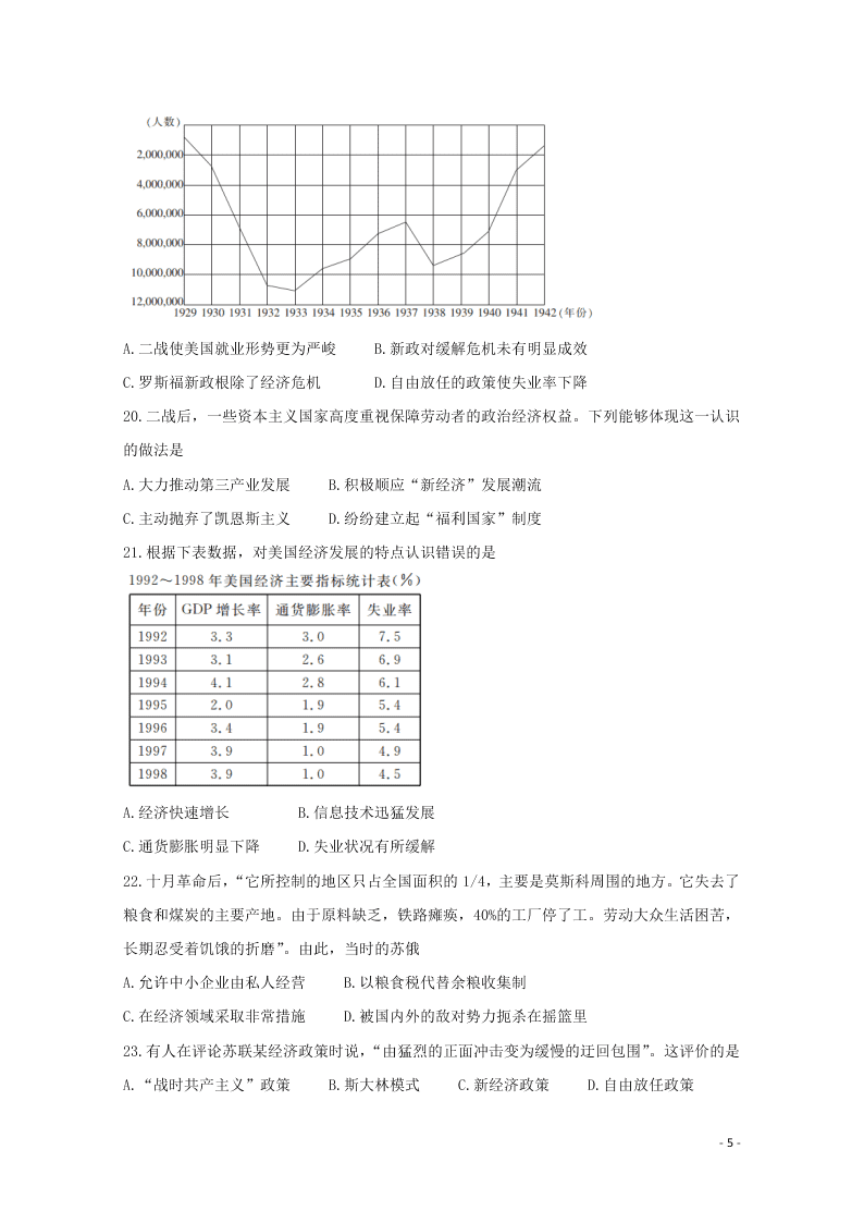 黑龙江省齐齐哈尔市2020学年高一历史联谊校考试试题（含答案）