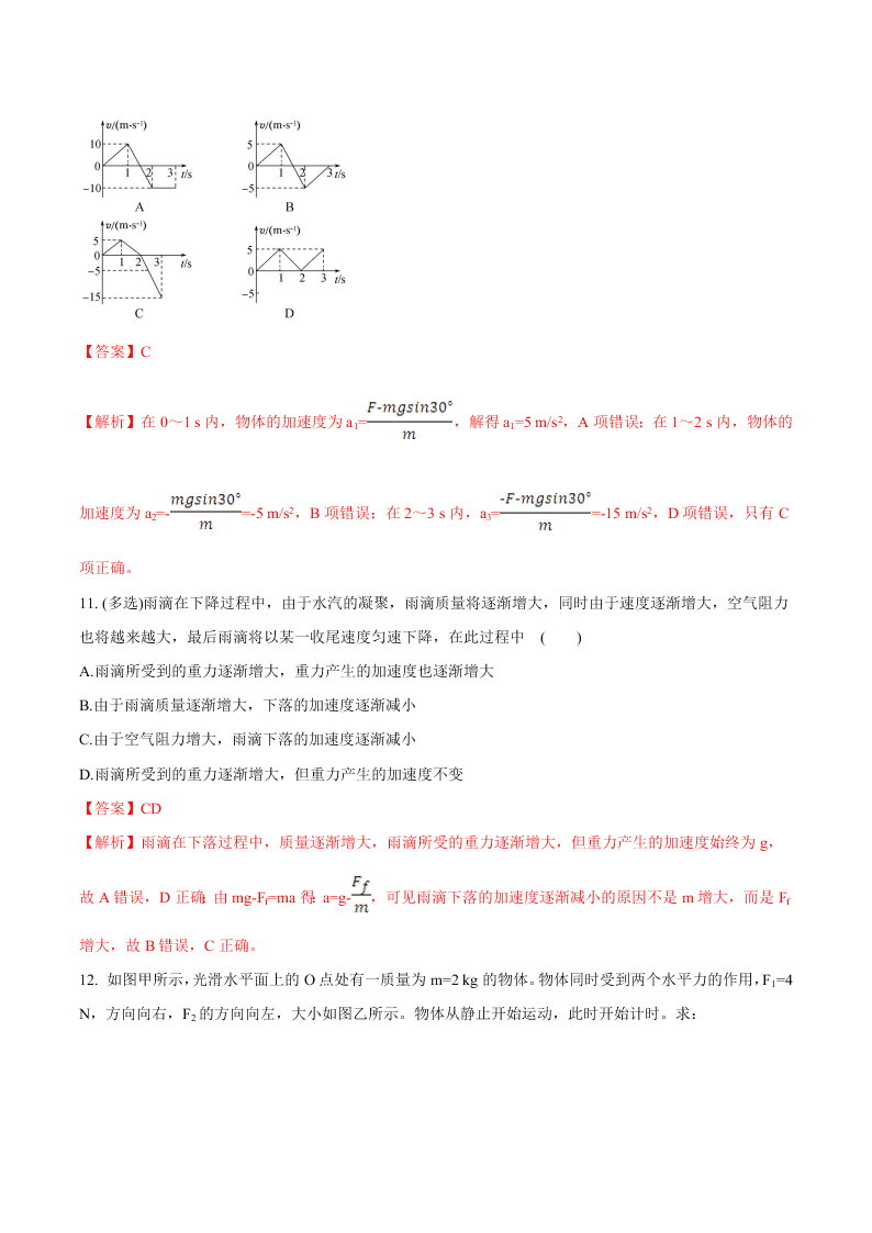 2020-2021年高考物理一轮复习核心考点专题8 牛顿第二定律及应用