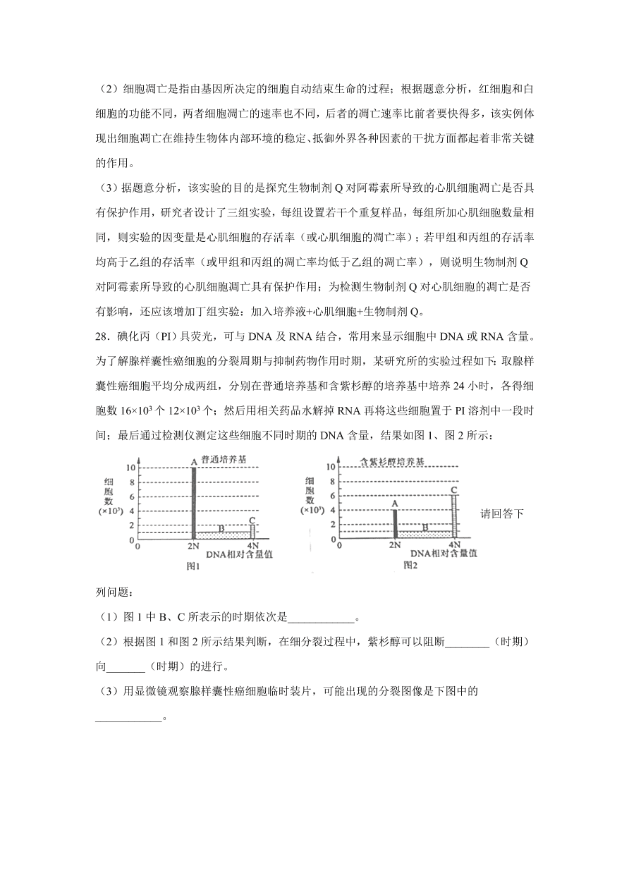 2020-2021学年高考生物精选考点突破专题06 细胞的增殖、分化、衰老、凋亡和癌变