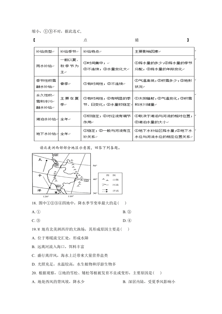 天津市八校2021届高三地理上学期期中联考试题（Word版附解析）