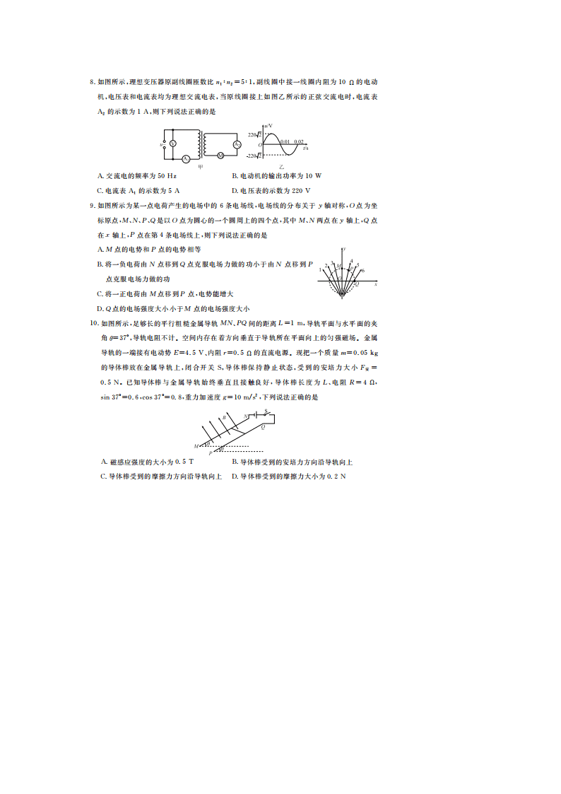 广东省茂名市五校联盟2021届高二级第二学期联考物理试卷 （图片版 含答案）   