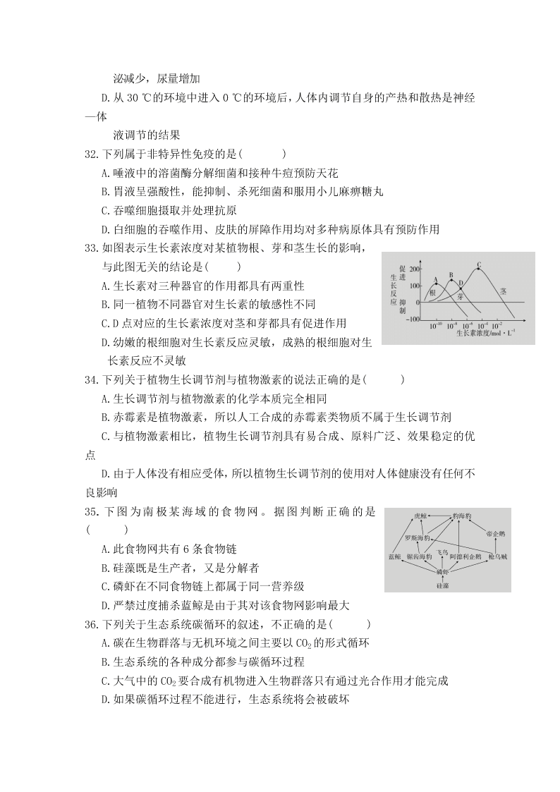 宁夏银川市宁夏大学附属中学2019-2020学年高二下学期期末考试生物试卷（无答案）   