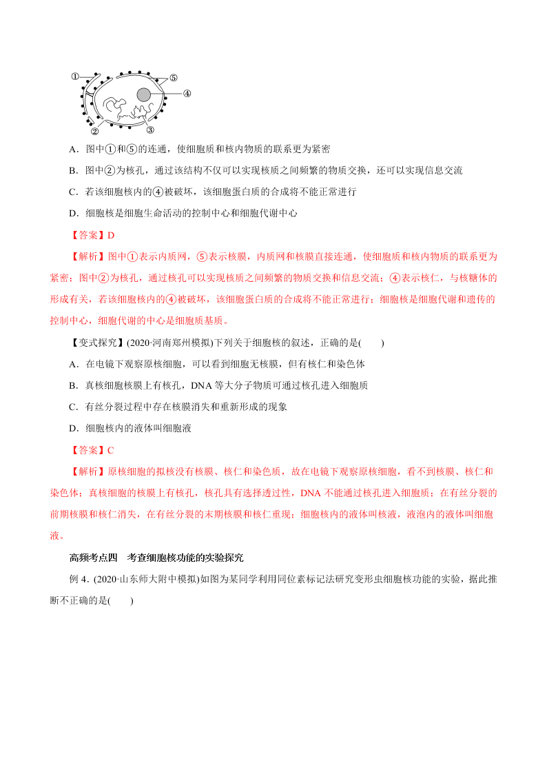 2020-2021年高考生物一轮复习知识点讲解专题2-1 细胞膜和细胞核