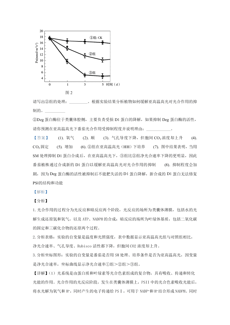 北京市朝阳区2020届高三生物二模试题（Word版附解析）