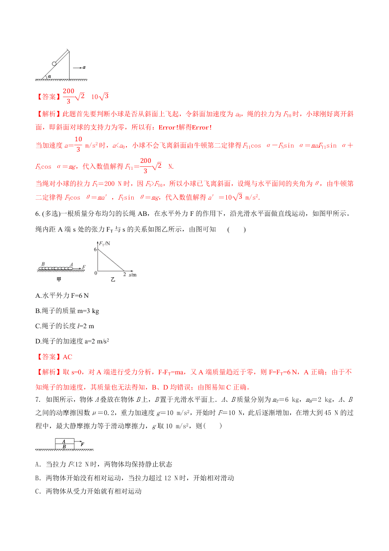 2020-2021年高考物理一轮复习核心考点专题9 动力学两类基本问题和临界与极值问题