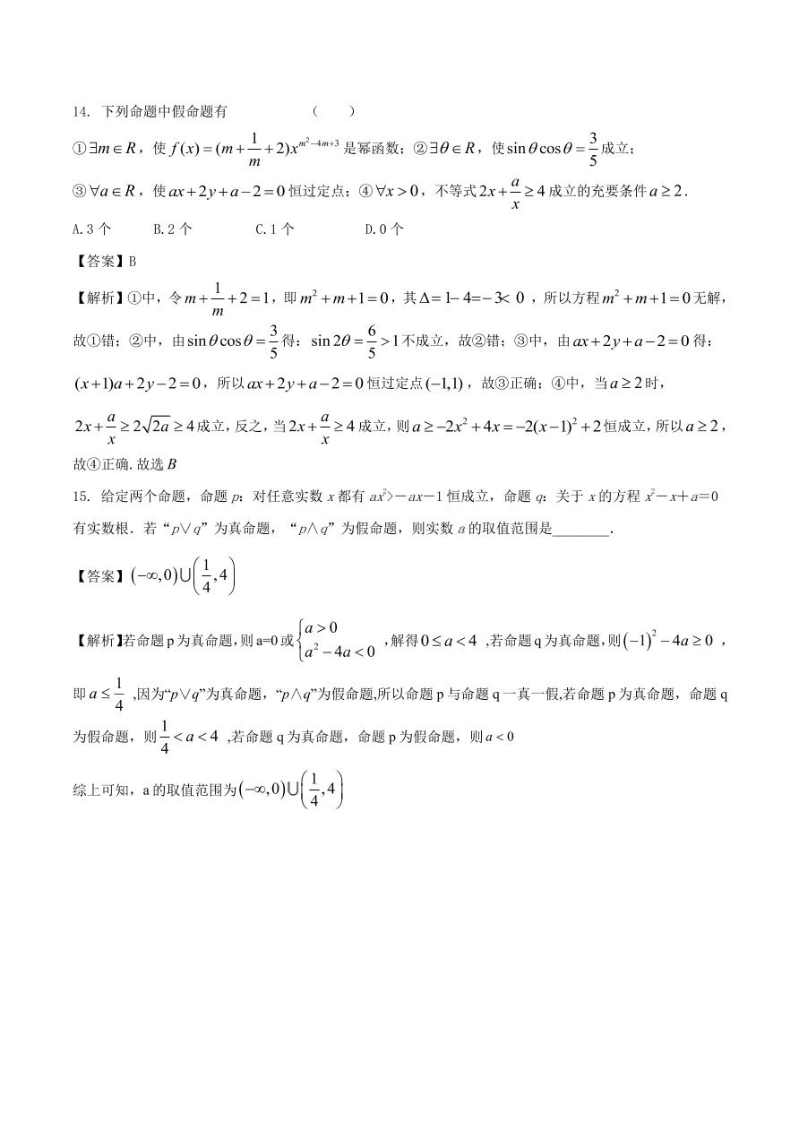 2020-2021年新高三数学一轮复习考点 常用逻辑用语（含解析）