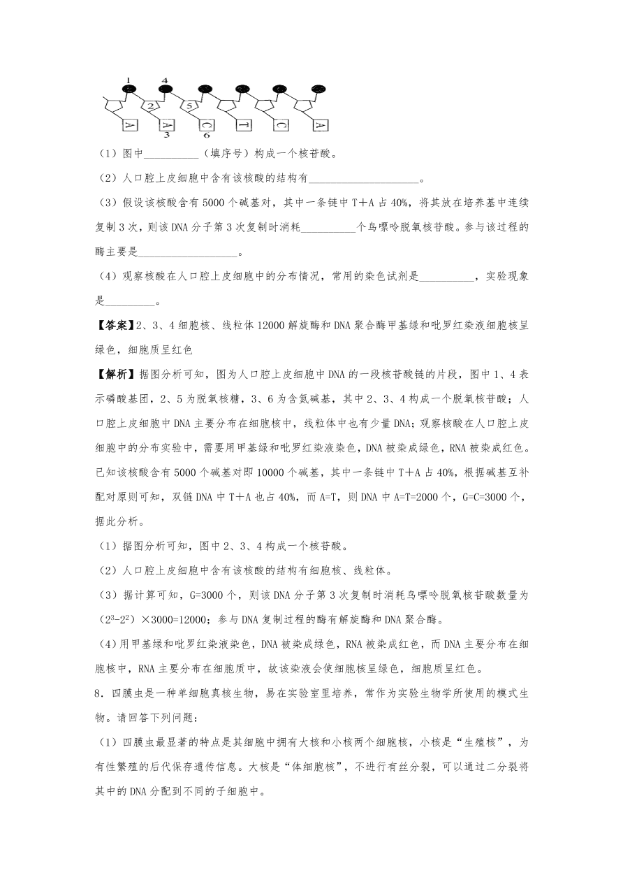 人教版高三生物下册期末考点复习题及解析：细胞中的元素、化合物