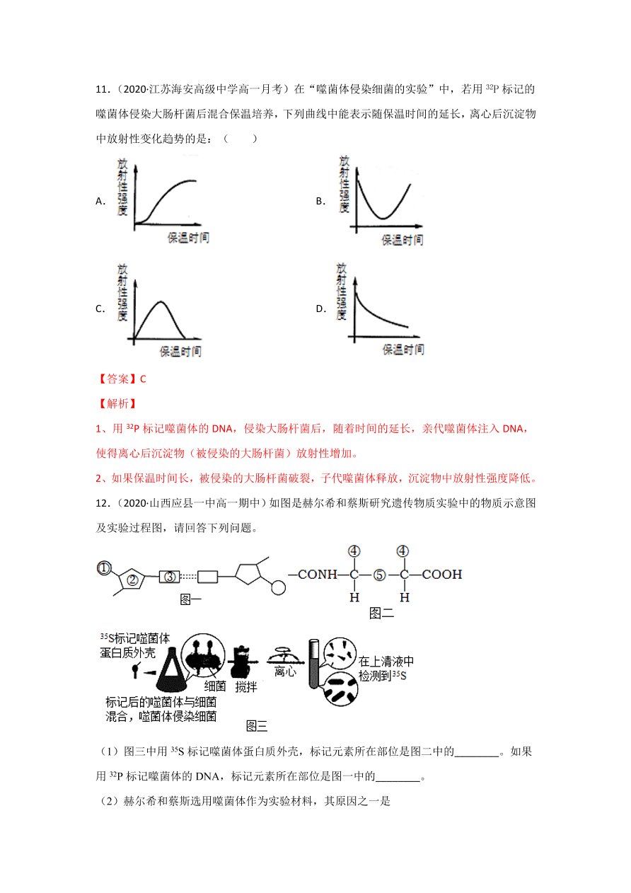 2020-2021学年高三生物一轮复习专题17 DNA是主要的遗传物质（练）