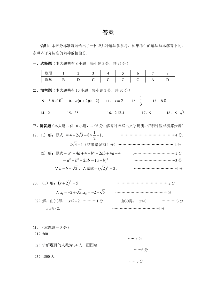 扬州市江都区九年级下学期数学第一次月考试题及答案