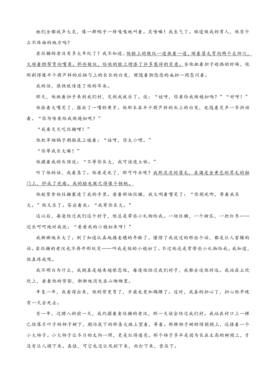 2020全国中考散文小说阅读5（含答案解析）