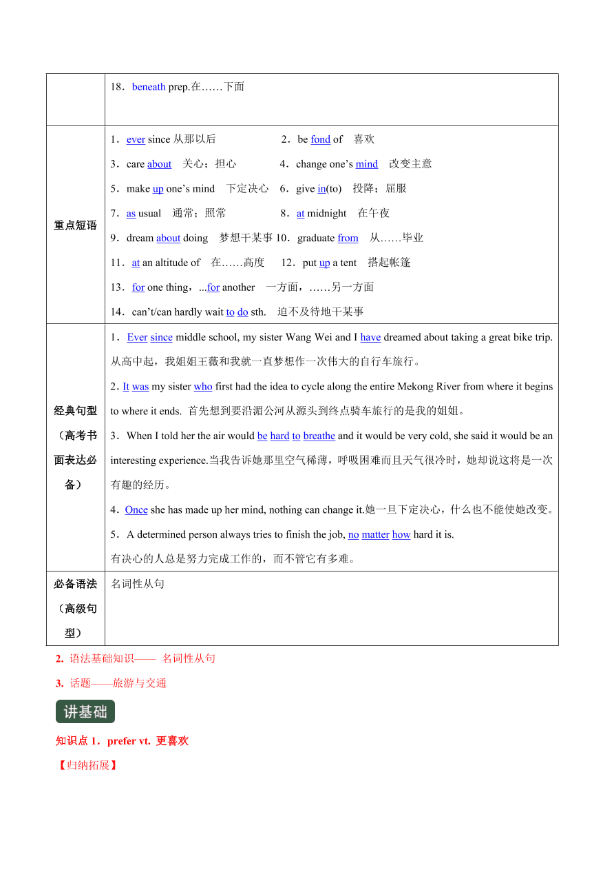 2020-2021学年高三英语一轮复习专题03 必修1 Unit 3 Travel journal （讲解）